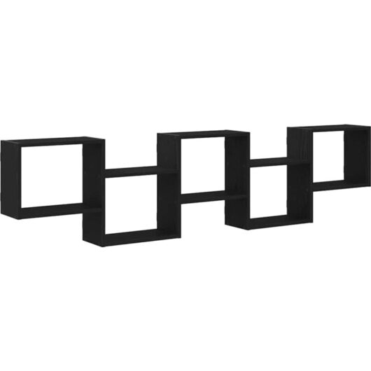 Wall Cube Shelf 5 Compartments Black Engineered Wood vidaXL