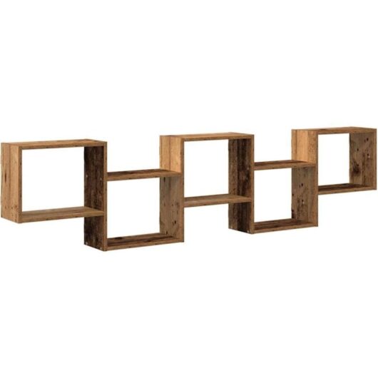 Wall Cube Shelf 5 Compartments Old Wood Engineered Wood vidaXL