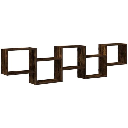 Wall Cube Shelf 5 Compartments Smoked Oak Engineered Wood vidaXL