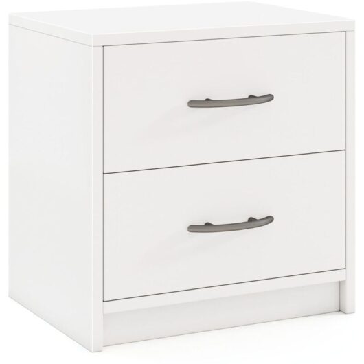 2-Drawer Nightstand Modern Bedside Table Accent Sofa Side Table-White - Costway
