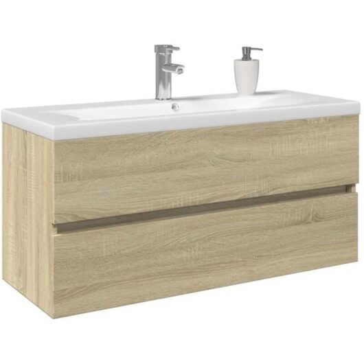 2 Piece Bathroom Furniture Set Ceramic and Engineered Wood vidaXL