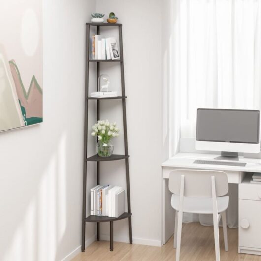 5-Tier Corner Shelf Black 45.5x31.5x180 cm Vidaxl