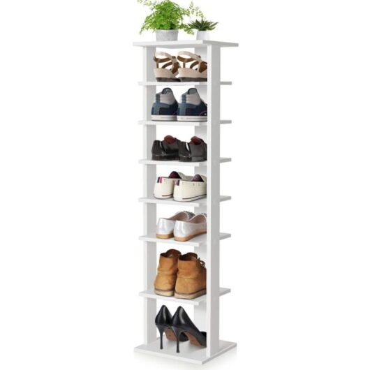 7-Tier Shoe Rack Hallway Shoe Storage Organizer Stand Bathroom Dispaly Shelf White