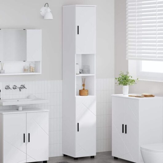 Bathroom Cabinet White 30 x 35 x 192 cm Engineered wood & Metal vidaXL