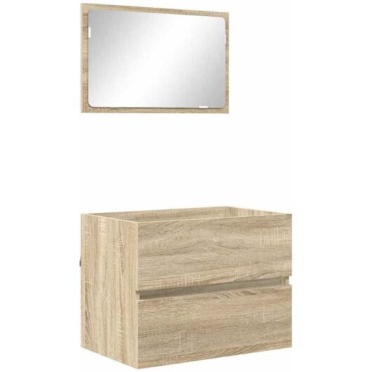 Bathroom Furniture Set with Drawer Sonoma Oak Engineered Wood vidaXL