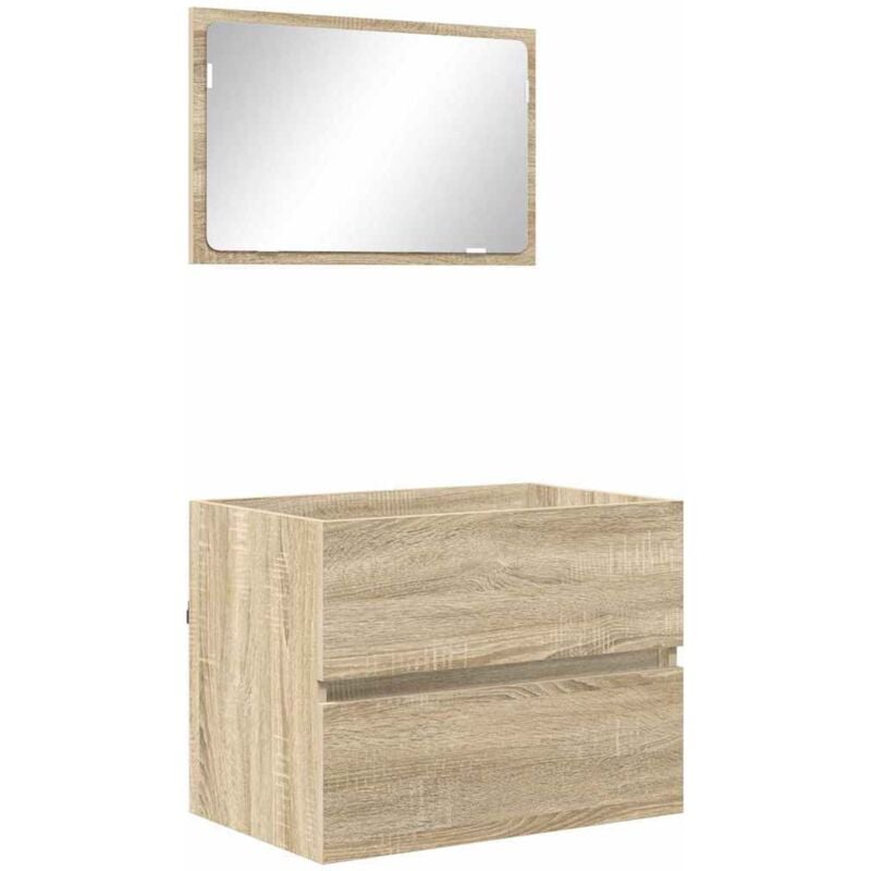 Bathroom Furniture Set with Drawer Sonoma Oak Engineered Wood vidaXL