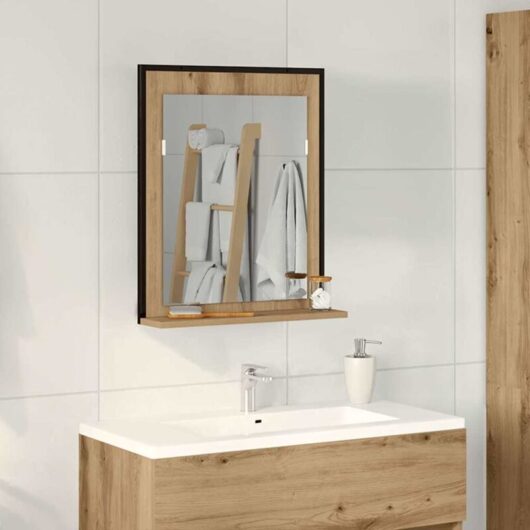 Bathroom Mirror Artisan oak 50 x 12 x 60 cm Engineered Wood Vidaxl