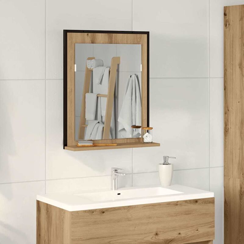 Bathroom Mirror Artisan oak 50 x 12 x 60 cm Engineered Wood Vidaxl
