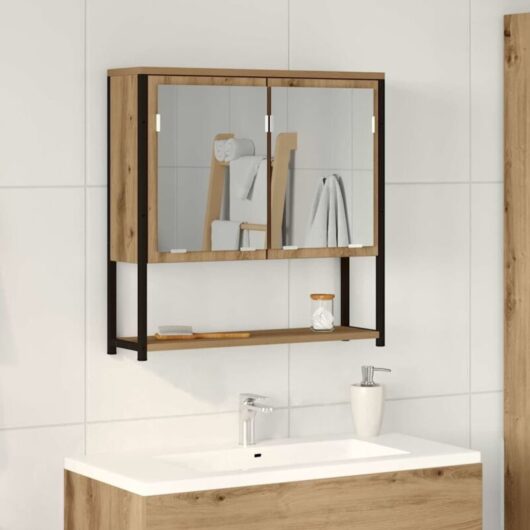 Bathroom Mirror Cabinet with Shelf Artisan oak 60 x 16 x 60 cm Vidaxl
