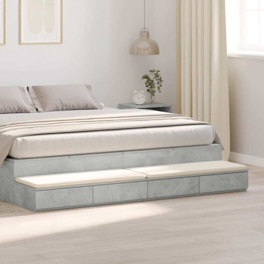 Bed Drawers Concrete grey 180 x 36.5 x 16.5 cm Engineered wood vidaXL