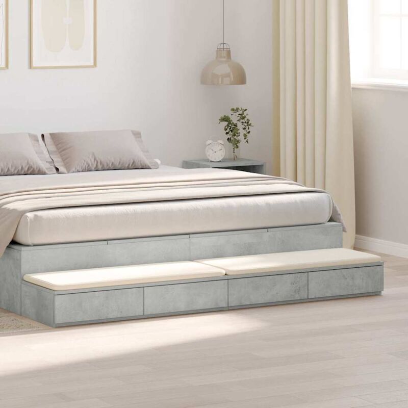 Bed Drawers Concrete grey 180 x 36.5 x 16.5 cm Engineered wood vidaXL
