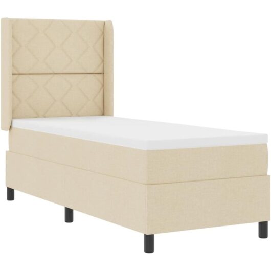Box Spring Bed with Mattress Cream 80 x 200 cm Fabric Vidaxl