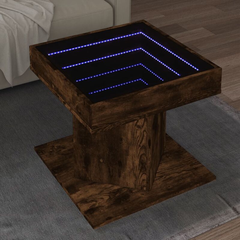 Coffee Table with LED Smoked Oak 50x50x45 cm Engineered Wood vidaXL