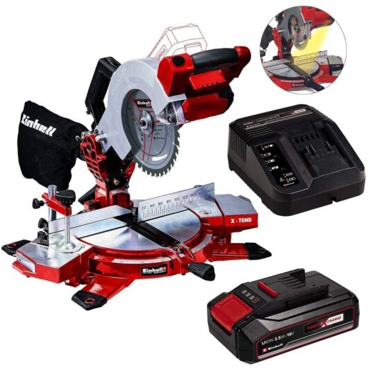 Cordless 18v Mitre Saw 210mm Power X-Change te-ms 18/210 1x2.5ah Battery - Einhell