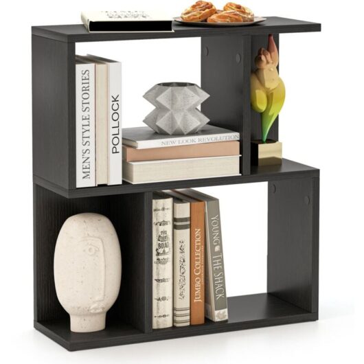 Costway - 3-Tier Bookshelf Display Shelf Home Office Freestanding Side Table Black