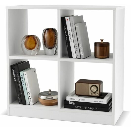 Costway - 4-Cube Wooden Bookcase Open Back Bookshelf 2-tier Decorative Storage Organizer