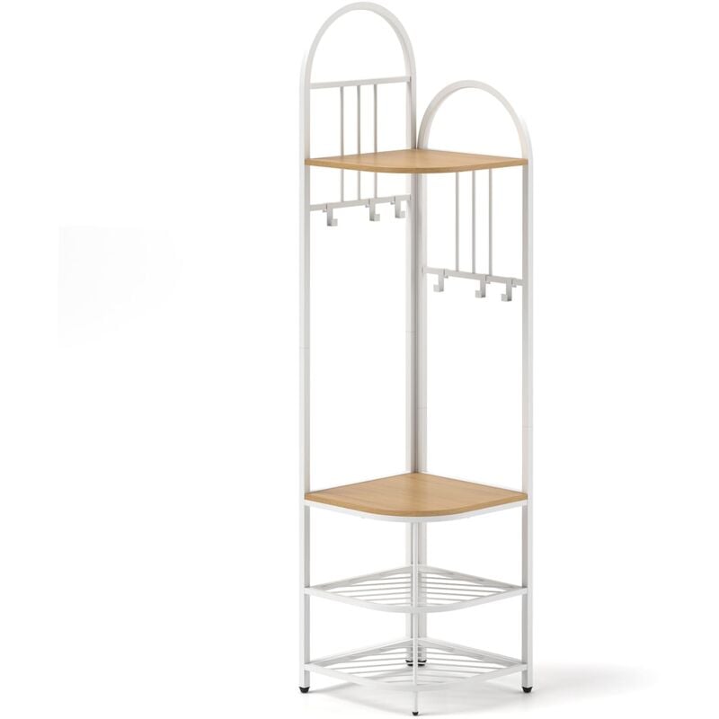 Costway - 4-Tier Coat Rack 180cm Tall Entryway Shoes Shelf Organizer-Natural