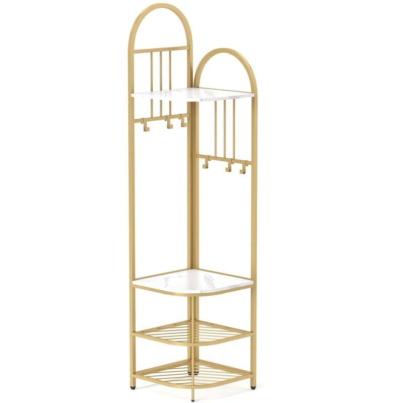 Costway - 4-Tier Coat Rack 180cm Tall Entryway Shoes Shelf Organizer-White