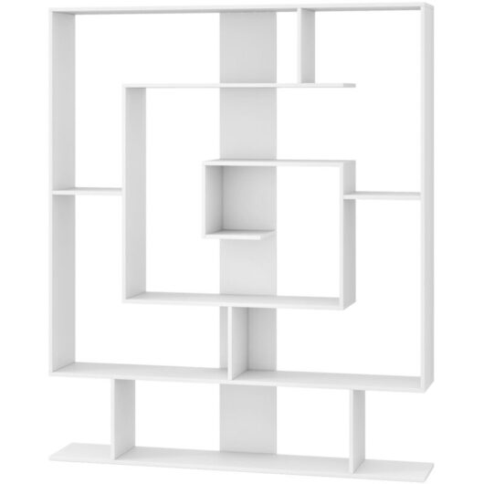 Costway - 7-Tier Bookshelf Geometric Bookcase with 2 Anti-Tipping Kits-White