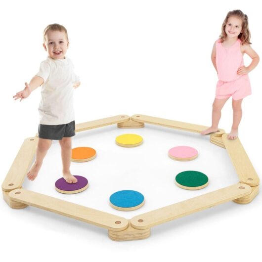 Costway - Kids Balance Beam 12 Pcs Toddler Balance Beam Boards & Stepping Stones