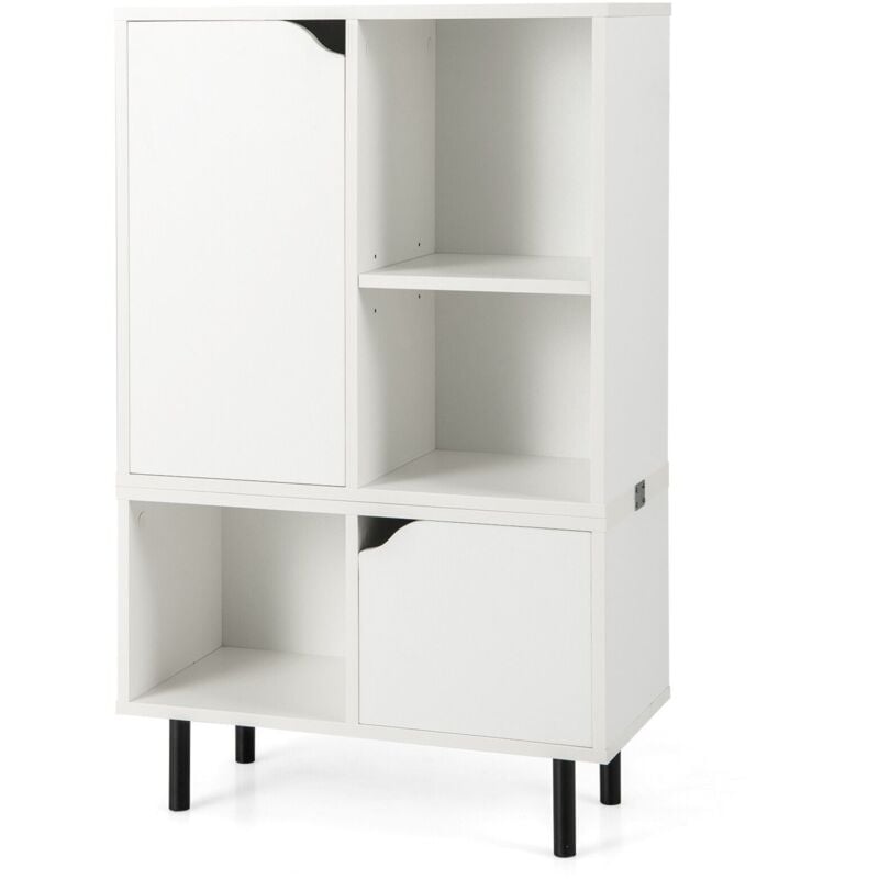 Costway - Stackable Bookcase Combination Lattice Cabinet Floor Open Bookshelf