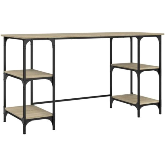 Desk Sonoma Oak 140x50x75 cm Metal and Engineered Wood vidaXL