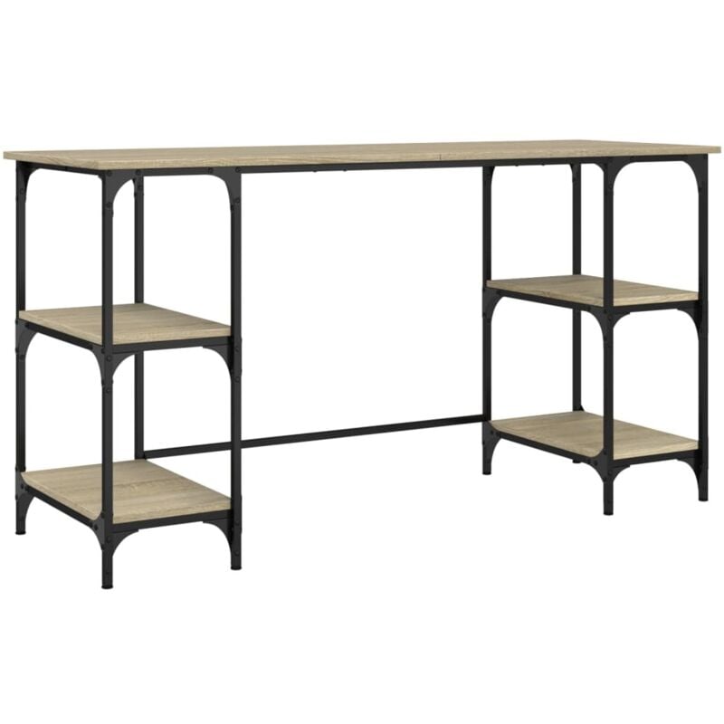 Desk Sonoma Oak 140x50x75 cm Metal and Engineered Wood vidaXL