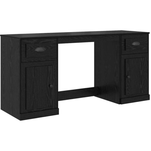 Desk with Cabinet Black Oak 154.5 x 50 x 75 cm Engineered Wood vidaXL