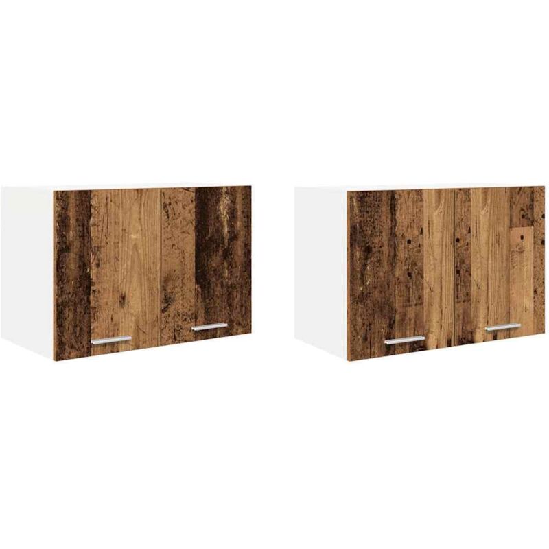 Hanging Cabinet Riga 2 pcs Old Wood and White 60 x 31 x 40 cm vidaXL