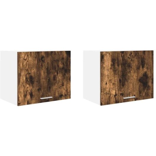 Hanging Cabinet Riga 2 pcs Smoked Oak and White 50 x 31 x 40 cm vidaXL