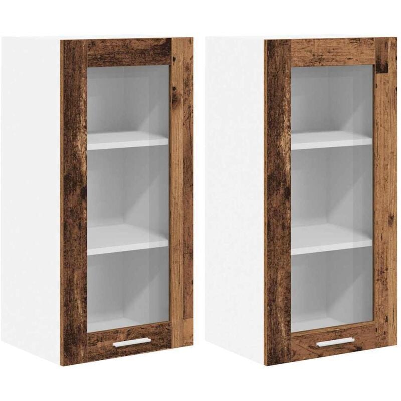 Hanging Cabinet with Shelf Riga 2 pcs Old Wood 40 x 31 x 80 cm vidaXL