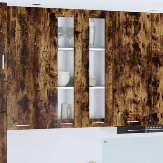 Hanging Cabinet with Shelf Riga Smoked Oak 60 x 31 x 100 cm vidaXL