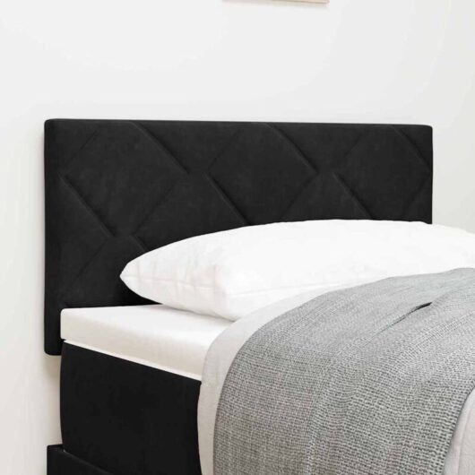 Headboard Wall-mounted Geometric Manual Black 80 cm Velvet Vidaxl