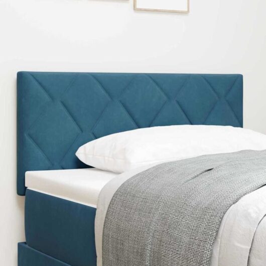 Headboard Wall-mounted Geometric Manual Dark blue 90 cm Velvet Vidaxl