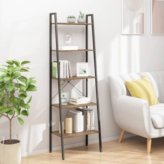 Jinlefu - 5-Tier Standing Shelf Dark Brown and Black 56x35x174 cm vidaXL