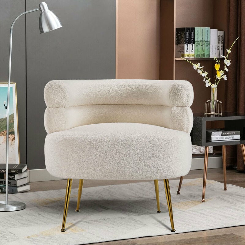 Livingandhome - Curved Upholstered Single Sofa Accent Chair