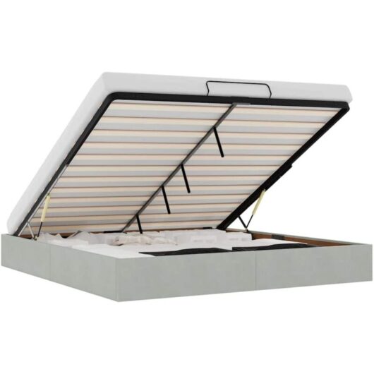 Ottoman Bed Frame No Mattress Light Grey Super King Velvet vidaXL
