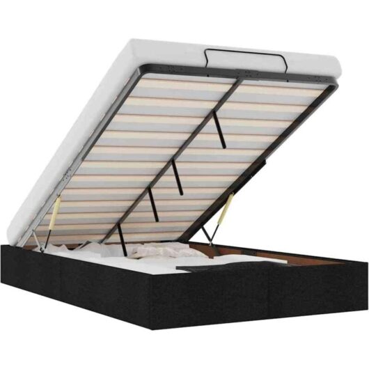 Ottoman Bed Frame without Mattress Black Double Fabric vidaXL