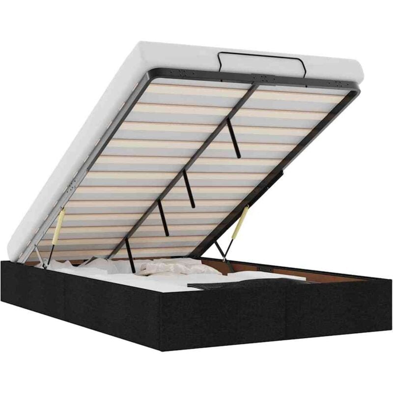 Ottoman Bed Frame without Mattress Black Double Fabric vidaXL