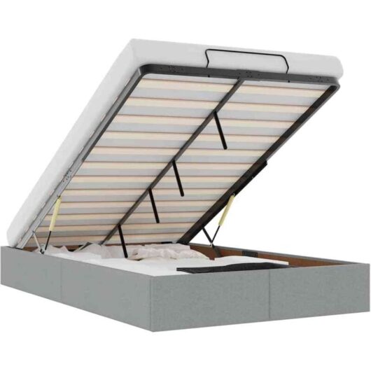 Ottoman Bed Frame without Mattress Light Grey Double Fabric vidaXL