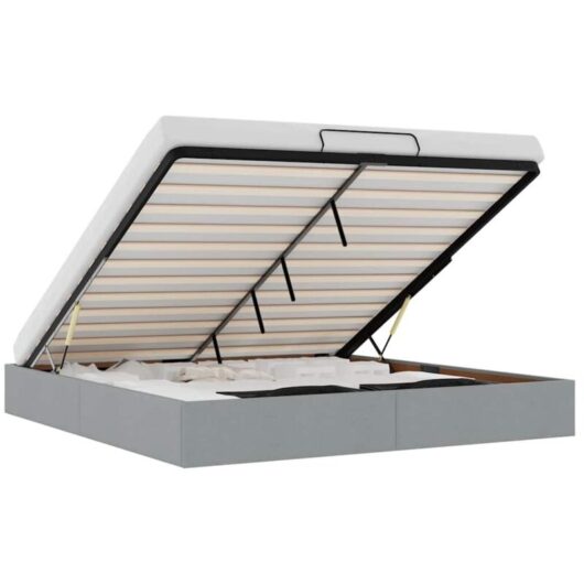 Ottoman Bed Frame without Mattress Light Grey Super King Fabric Vidaxl