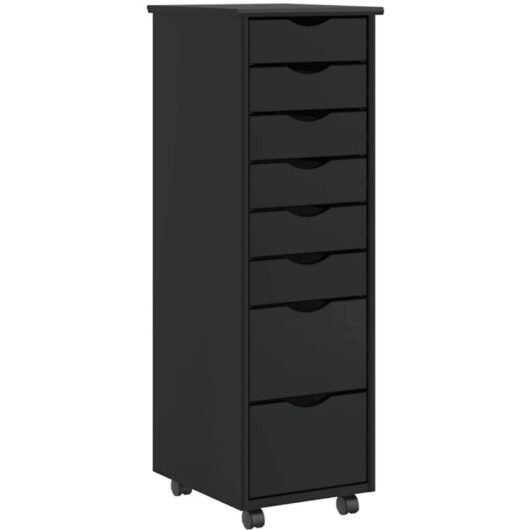 Rolling Cabinet with Drawers moss Black Solid Wood Pine Vidaxl