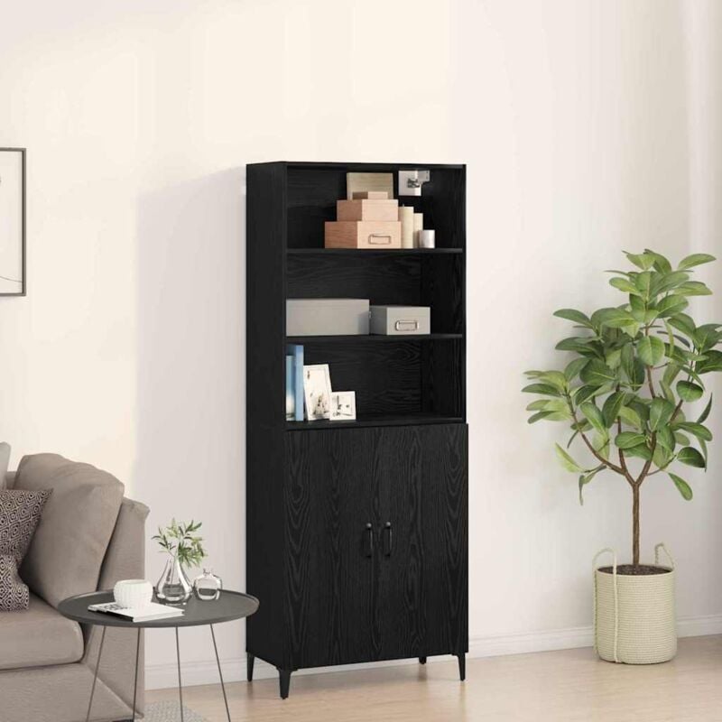 Sideboard Wall-mounted 2 pcs Black Oak Engineered Wood vidaXL