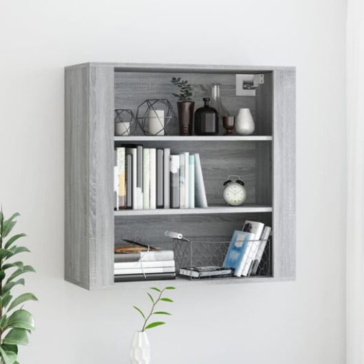 Silvis Wooden Wall Shelving Unit In Grey Sonoma Oak