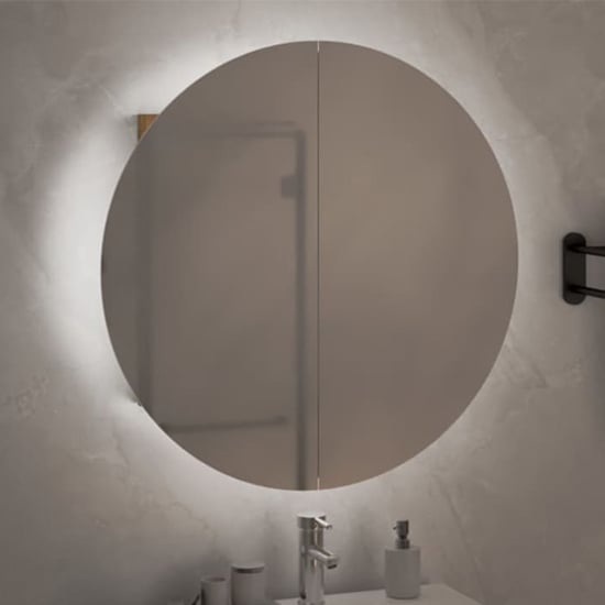 Trail Medium Bathroom Mirrored Cabinet In Oak With LED