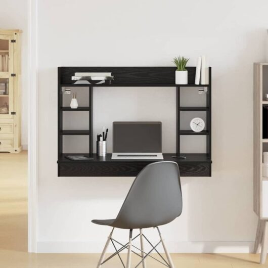 Vidaxl - Wall-Mounted Desk Black oak 105 x 48 x 75 cm Engineered wood