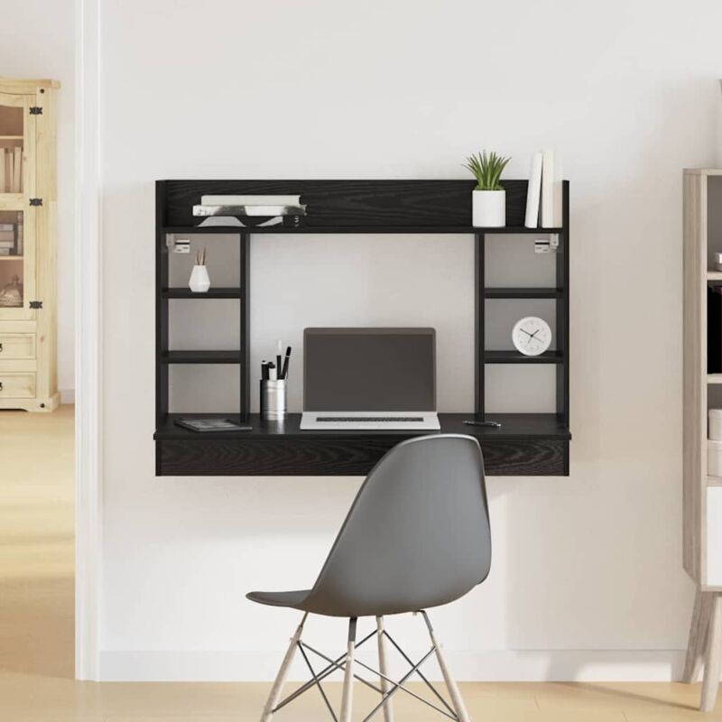 Vidaxl - Wall-Mounted Desk Black oak 105 x 48 x 75 cm Engineered wood