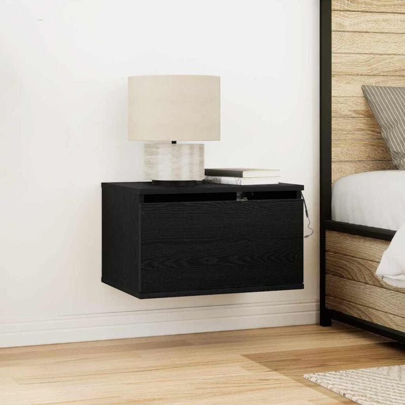 Vidaxl - Wall-mounted Bedside Cabinet with Black oak 50 x 36 x 30 cm