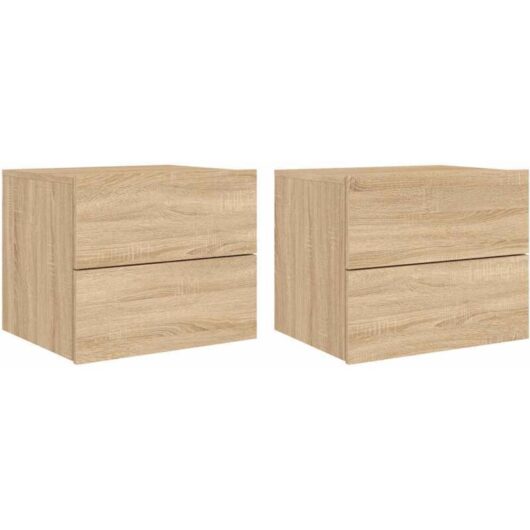 Vidaxl - Wall-mounted Bedside Cabinets with led Lights 2 pcs Sonoma Oak
