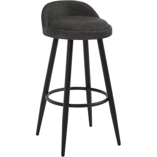 WOLTU Set of 1 Bar Stools in Faux Leather Bar Chairs with Low Back and Footrest Modern Counter Stools, Anthracite